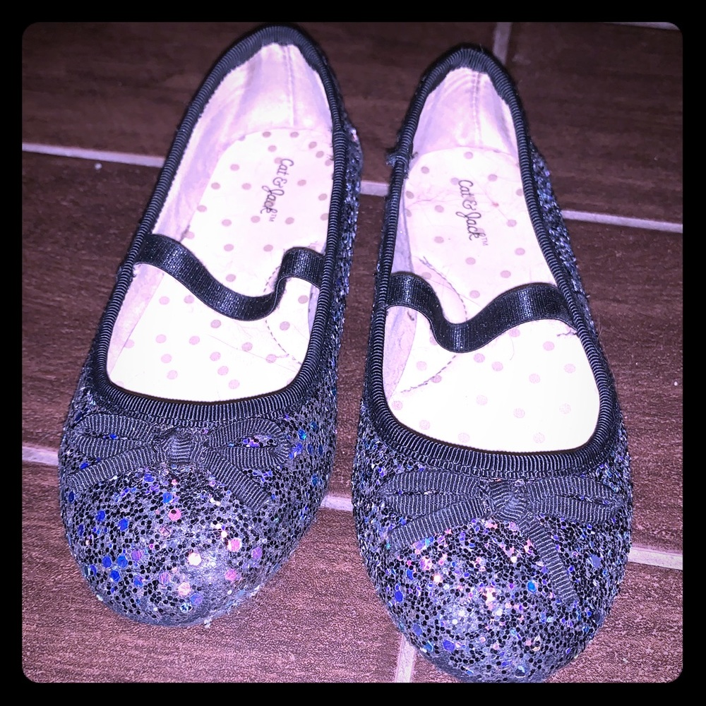 Cat & Jack black and glitter shoes Sz 10